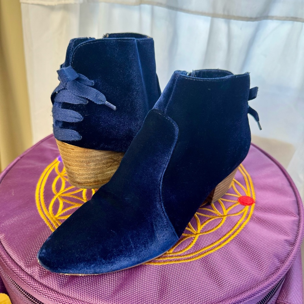 RESTRICTED Royal Blue Velvet Ankle Boot